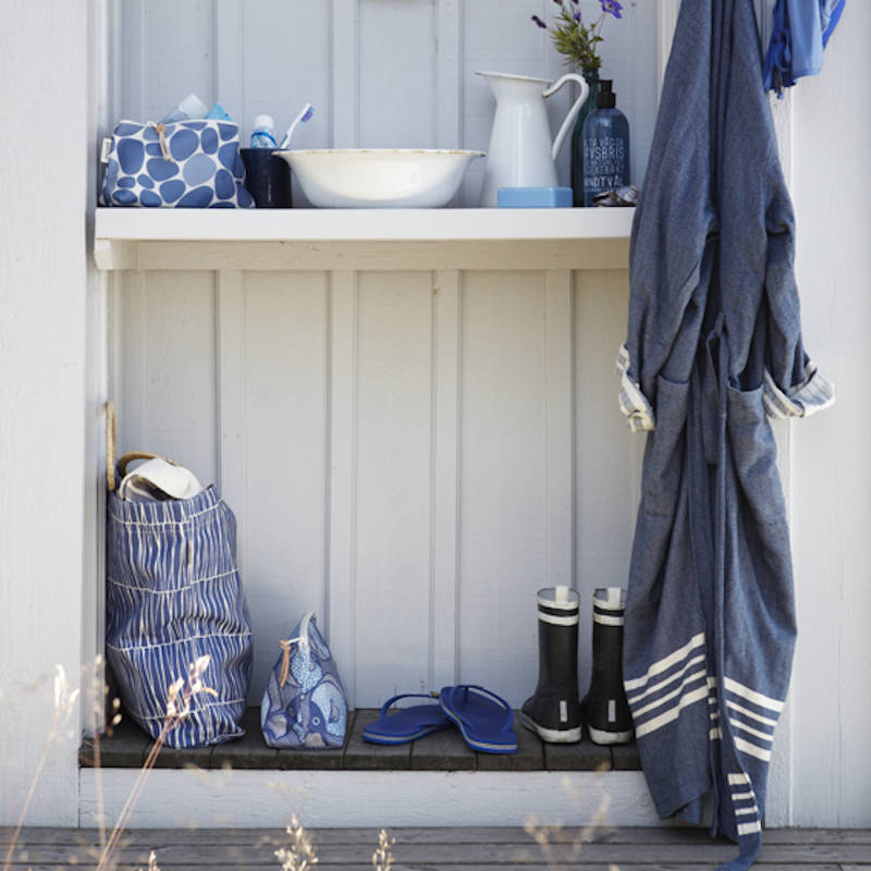 Gyllstad Studio, outside bathroom, blue bags