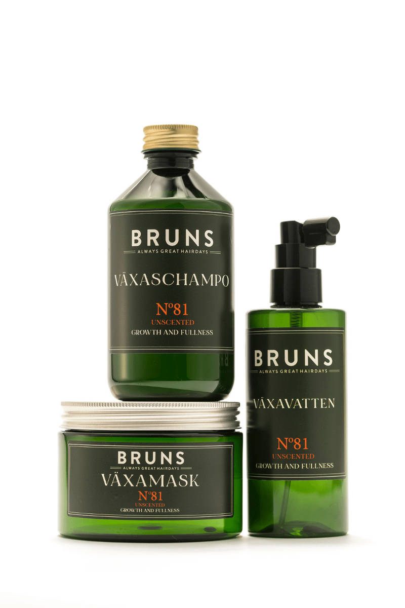 BRUNS PRODUCTS Nr 81 Växa / Kit für Haarwachstum, mit Shampoo, Kur & Leave In-Pflege, unparfümiert