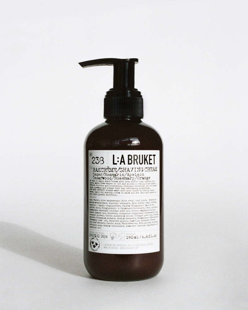 L:A BRUKET No 238 Shaving Cream Cedar/Rosemary/Orange, Rasiercreme Zedern/Rosmarin/Orange