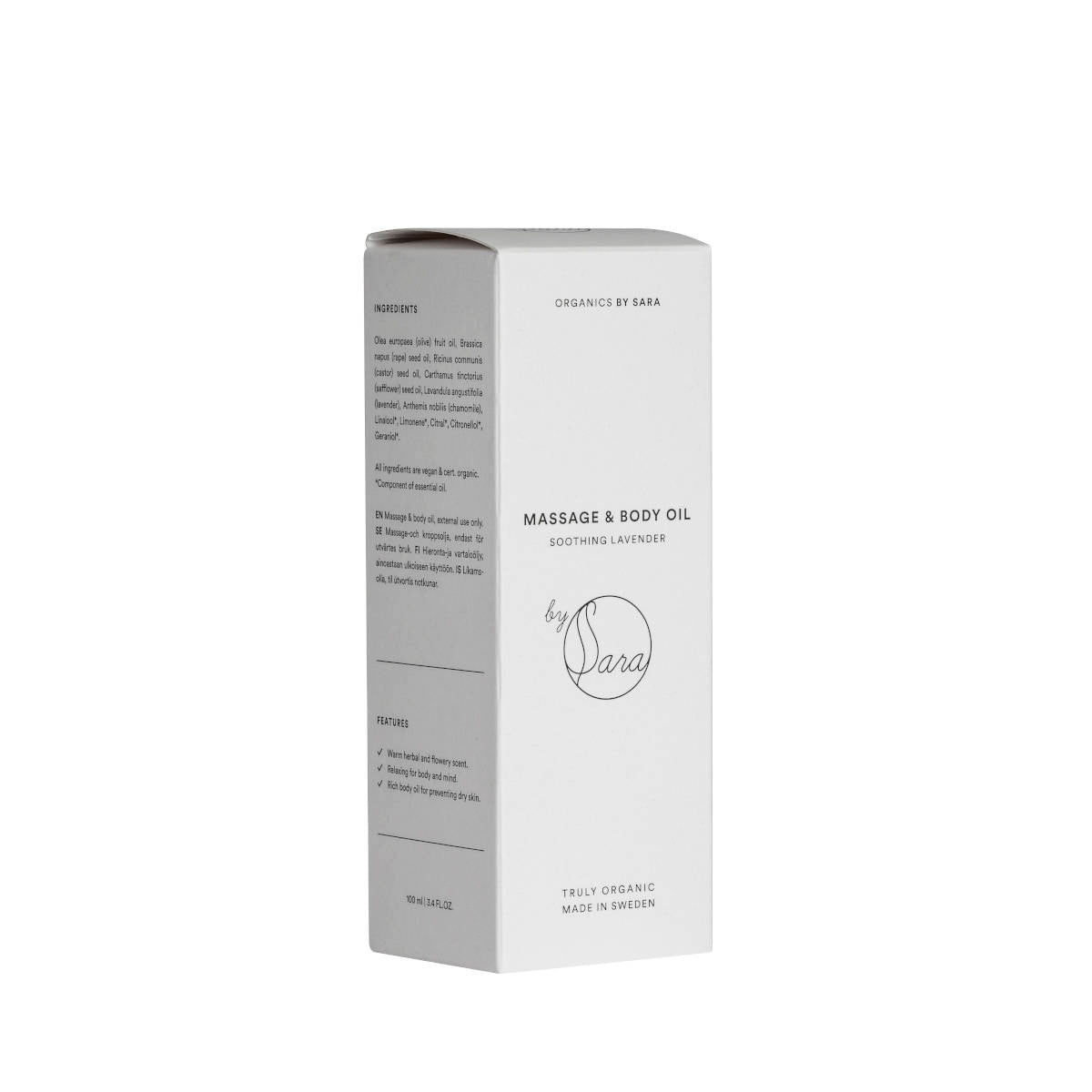 Organics by Sara, Massage- und Körperöl mit Lavendel, box