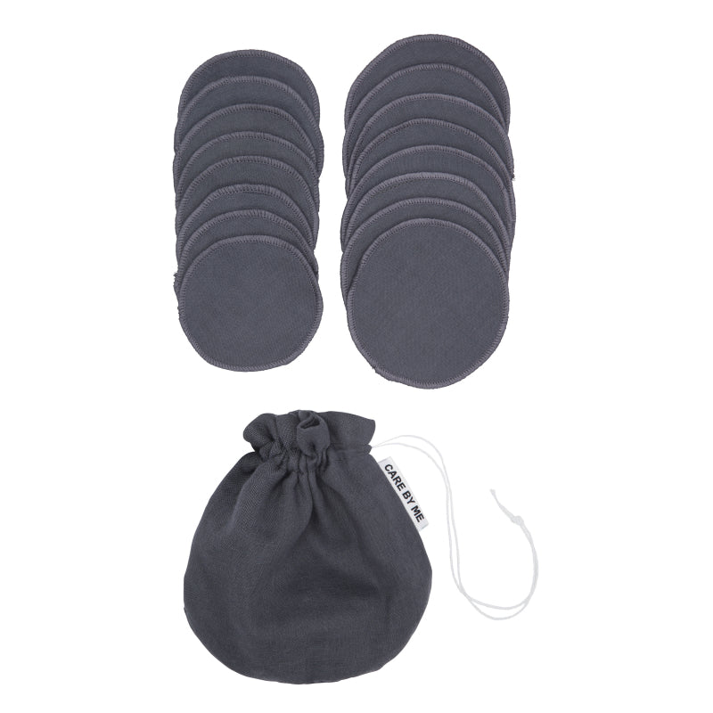 CARE BY ME Wiederverwendbare Make Up-Pads aus Bio-Baumwolle, dunkelgrau, 16 Stück