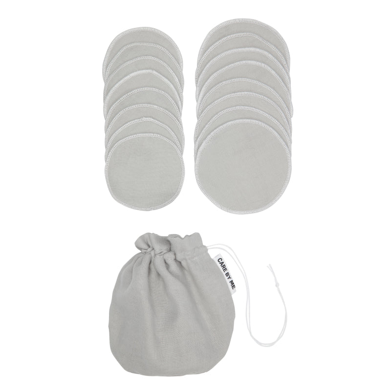 CARE BY ME Wiederverwendbare Make Up-Pads aus Bio-Baumwolle, hellgrau, 16 Stück