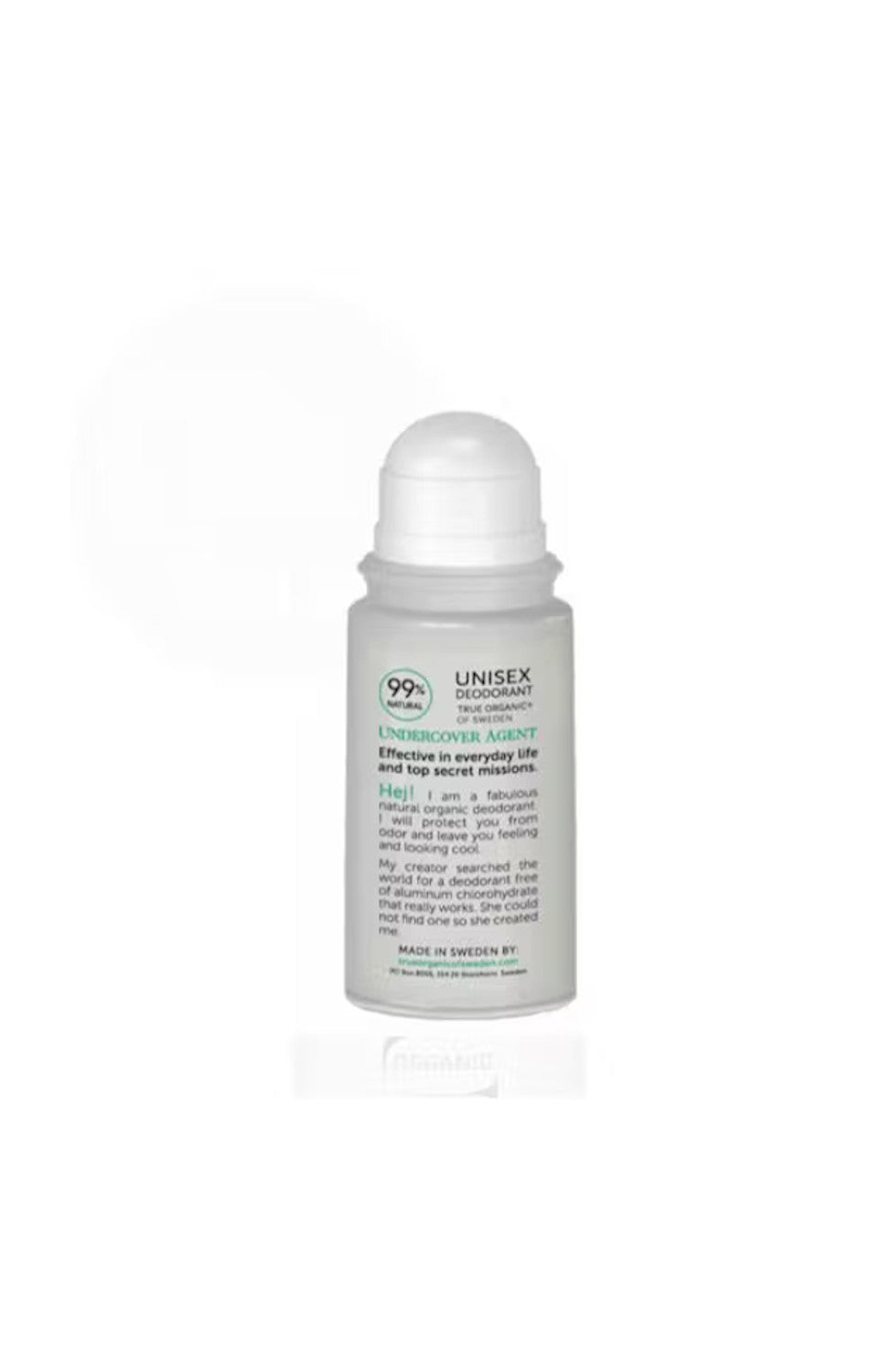 TRUE ORGANIC OF SWEDEN Undercover Agent Deodorant, unisex, backside