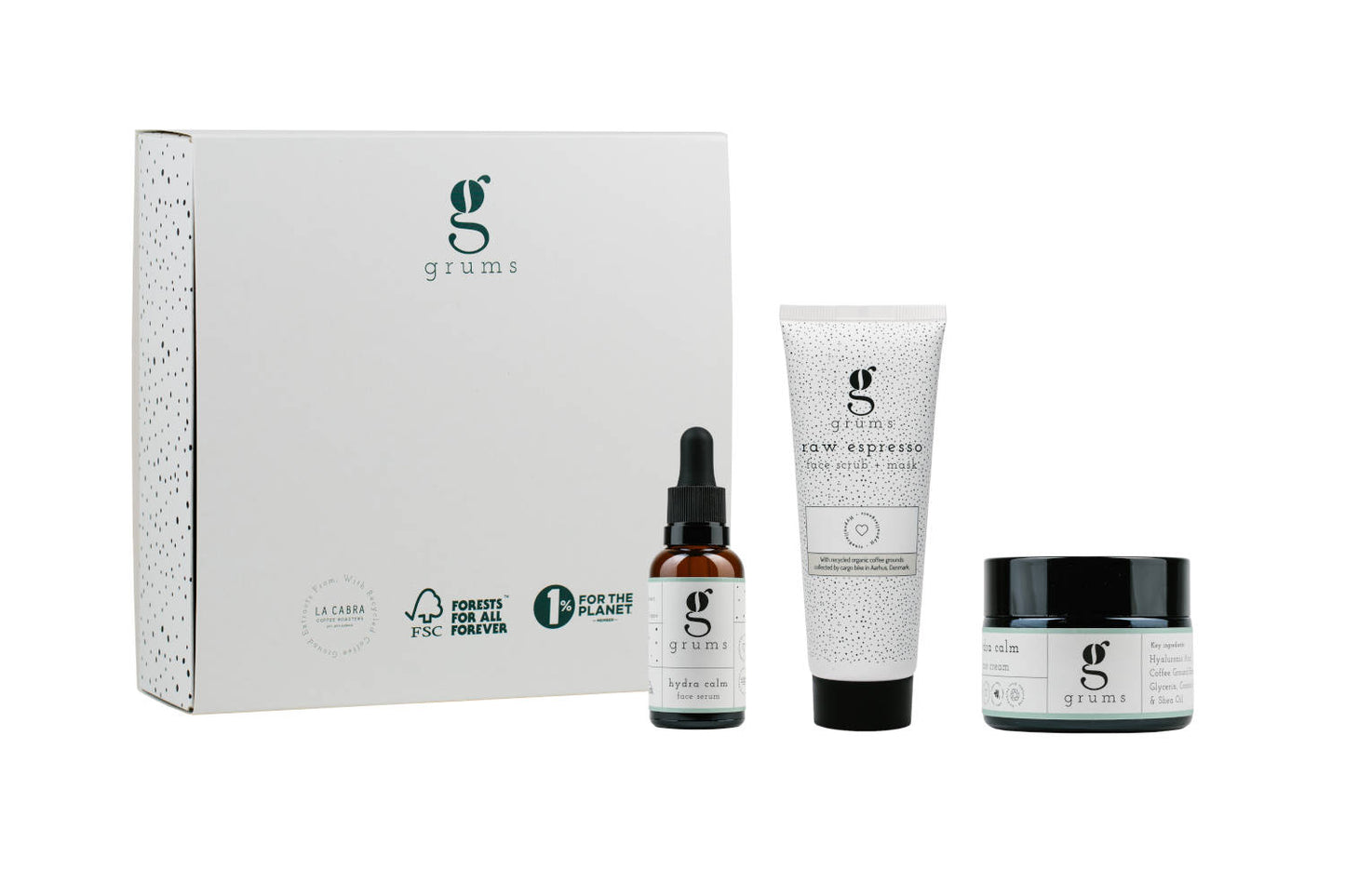 GRUMS The Facial Box (face scrub/mask + face cream + face serum