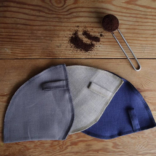 HILDEBRANDT SUSTAINABLE LIVING wiederverwendbare Kaffeefilter aus Bio-Leinen, grau