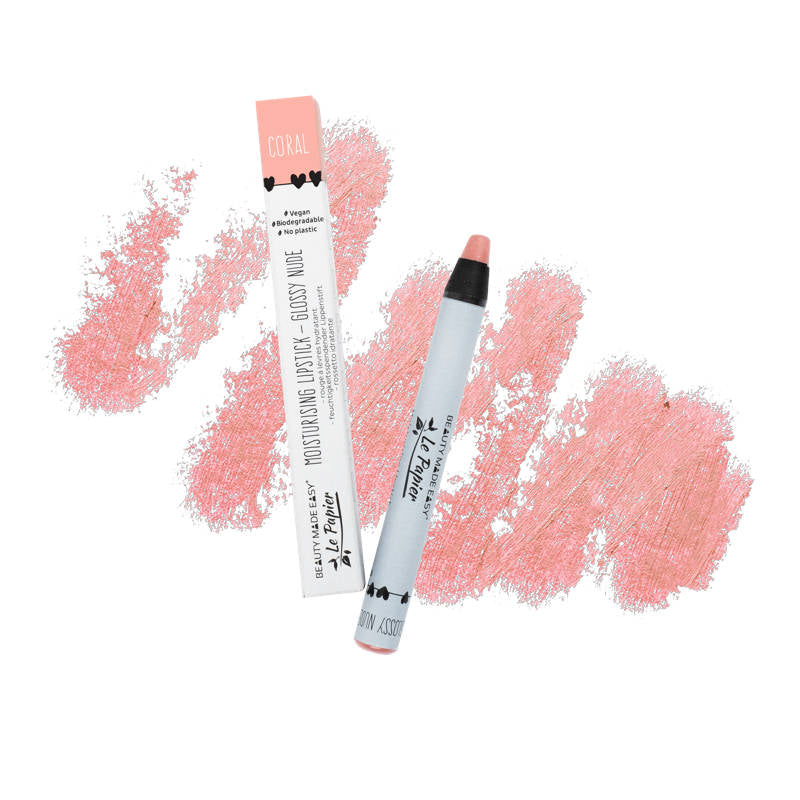 BEAUTY MADE EASY Le Papier Moisturizing Lipstick - Glossy Nudes - Coral, swatch