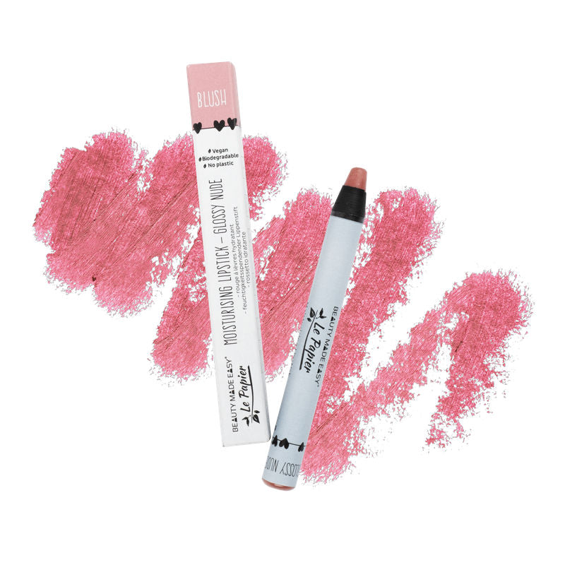 BEAUTY MADE EASY Le Papier Moisturizing Lipstick - Glossy Nudes - Blush, swatch