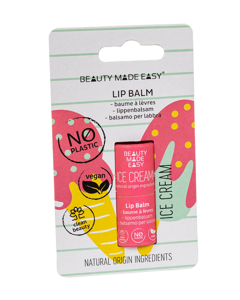 BEAUTY MADE EASY Paper Tube Lip Balm, Ice Cream  