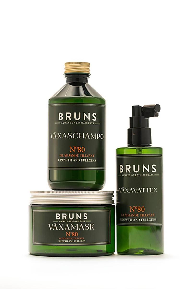 BRUNS PRODUCTS Nr 80 Växa / Kit für Haarwachstum, mit Shampoo, Kur & Leave In-Pflege, Limette & Minze