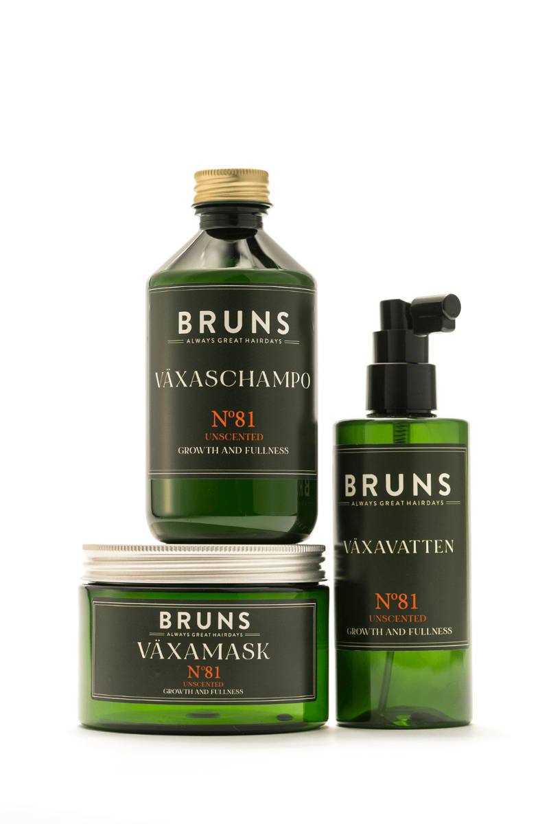 BRUNS PRODUCTS Nr 81 Växa / Kit für Haarwachstum, mit Shampoo, Kur & Leave In-Pflege, unparfümiert  