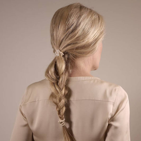 CORINNE Haargummis mit Perlen, "Vintage", 3er Pack, im Zopf