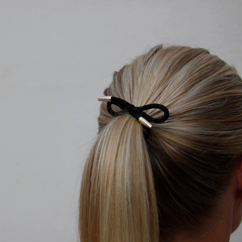 CORINNE Haargummi, Bow Metal Plain, schwarz 