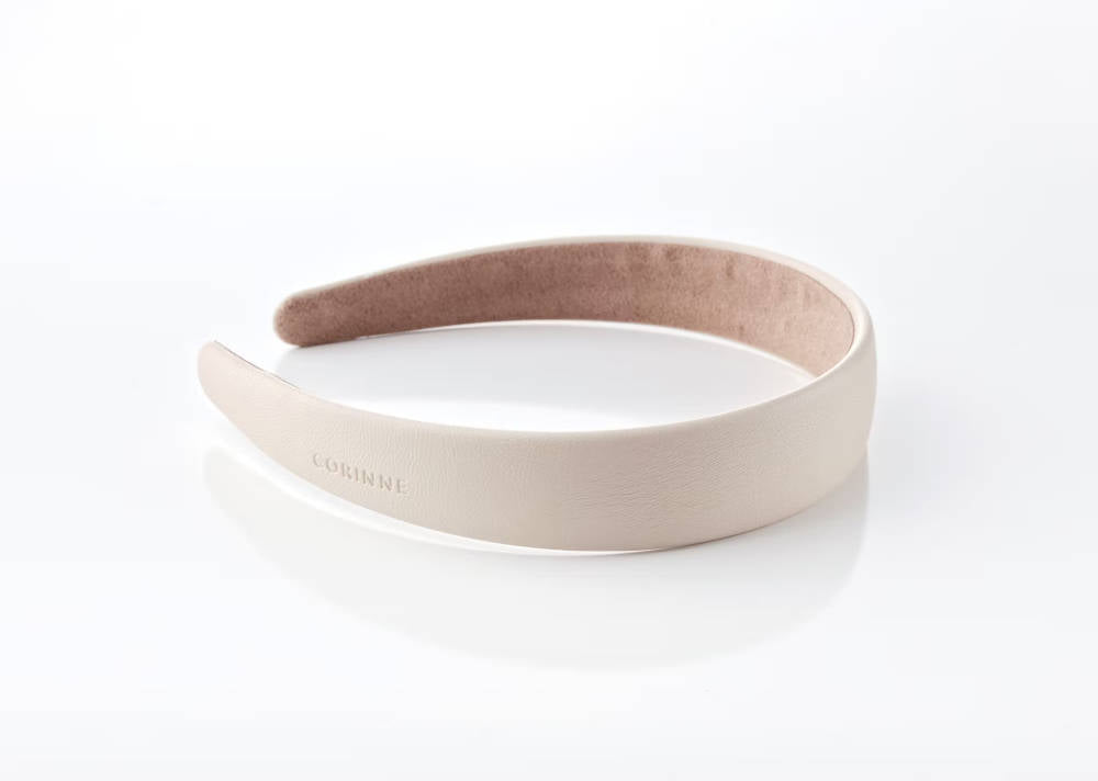 CORINNE Haarreif, breit, cream. Kunstleder. 