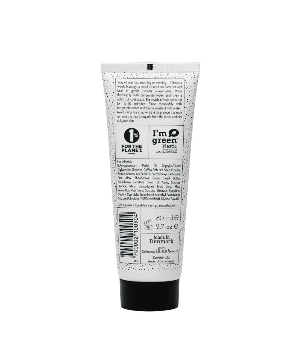 GRUMS Raw Espresso Face Scrub + Mask / Gesichtspeeling + Maske, Rückseite