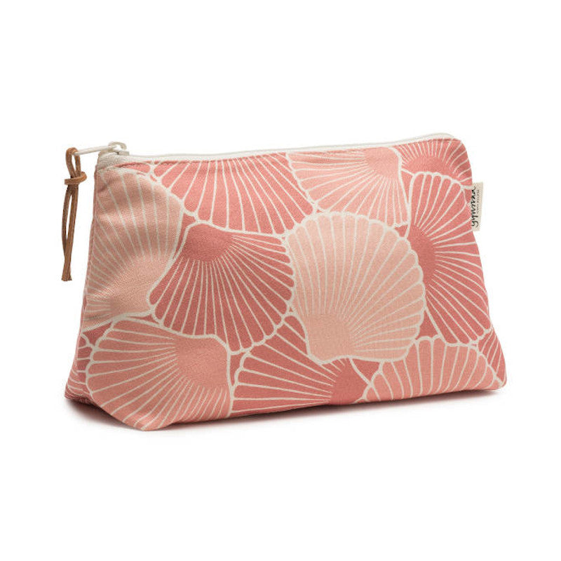 Gyllstad Studio. Kosmetiktasche aus Bio-Baumwolle mit Muscheln-Print in rosa.