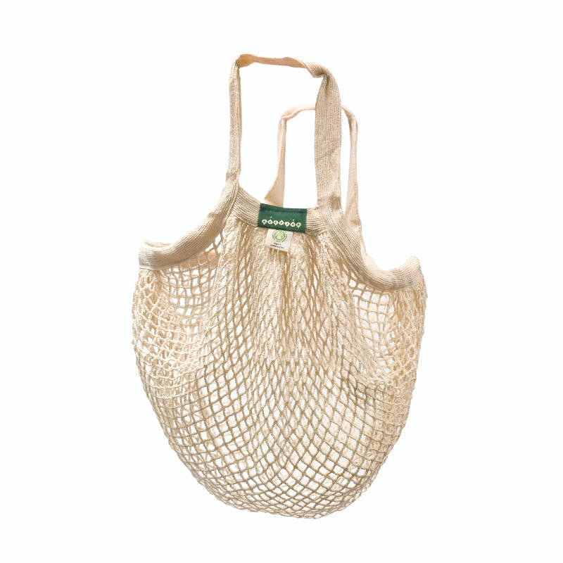 KEEPJAR Netztasche/Einkaufstasche aus Bio-Baumwolle mit kurzen Tragengriffen, natur 