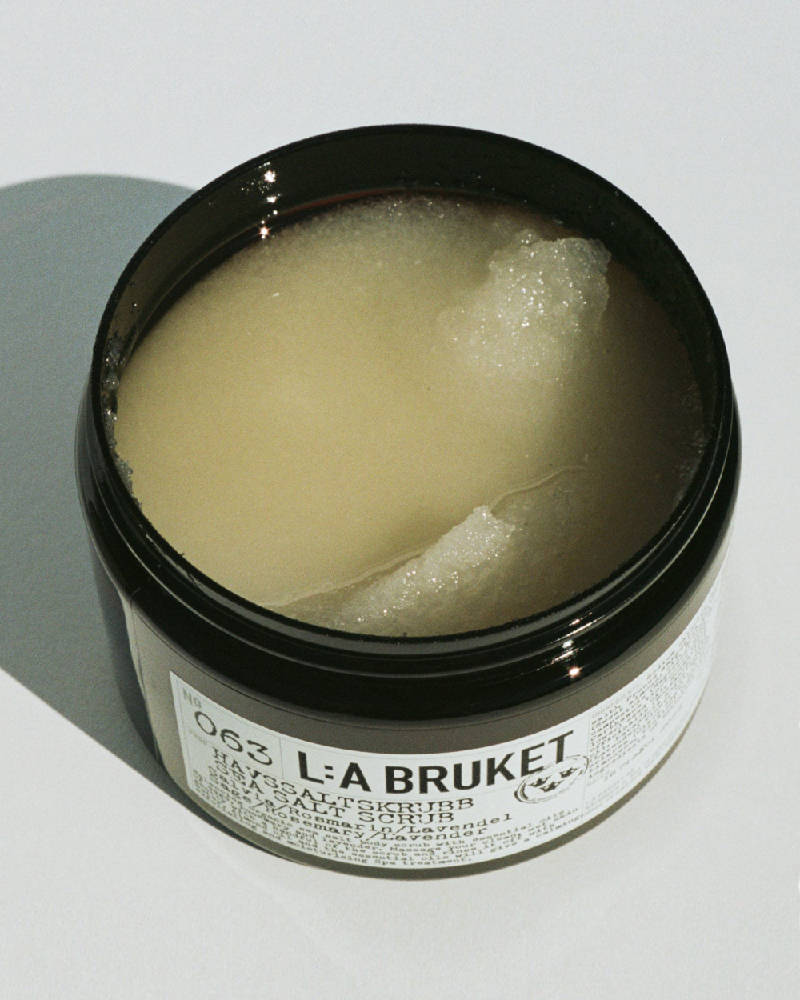 L:a Bruket Sea Salt Scrub, open jar
