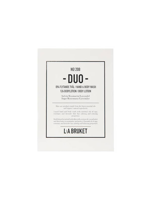 L:A BRUKET No 208 Duo-kit Flüssigseife & Körperlotion, Salbei/Rosemarin/Lavendel