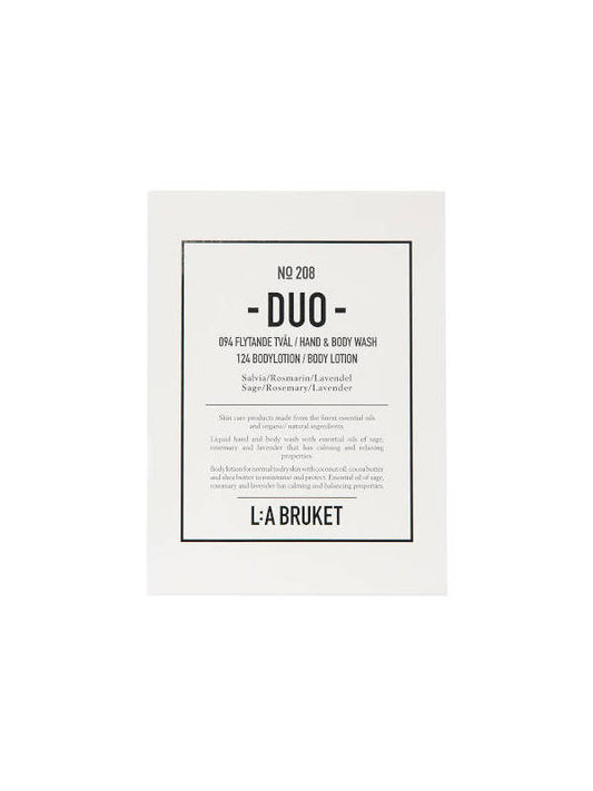 L:A BRUKET No 208 Duo-kit Flüssigseife & Körperlotion, Salbei/Rosemarin/Lavendel