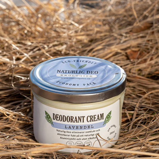 NATURLIG DEO Deocreme Lavendel, Glasgefäß im Heu