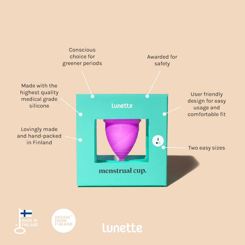 LUNETTE Menstruationskappe, infographic