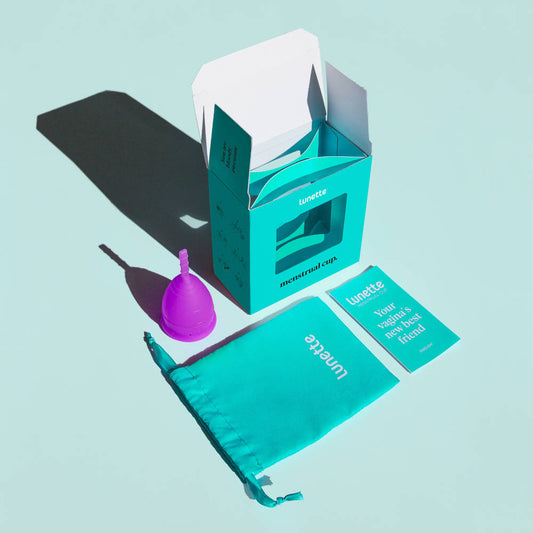 LUNETTE Menstruationskappe, Lila Modell 1, unboxing