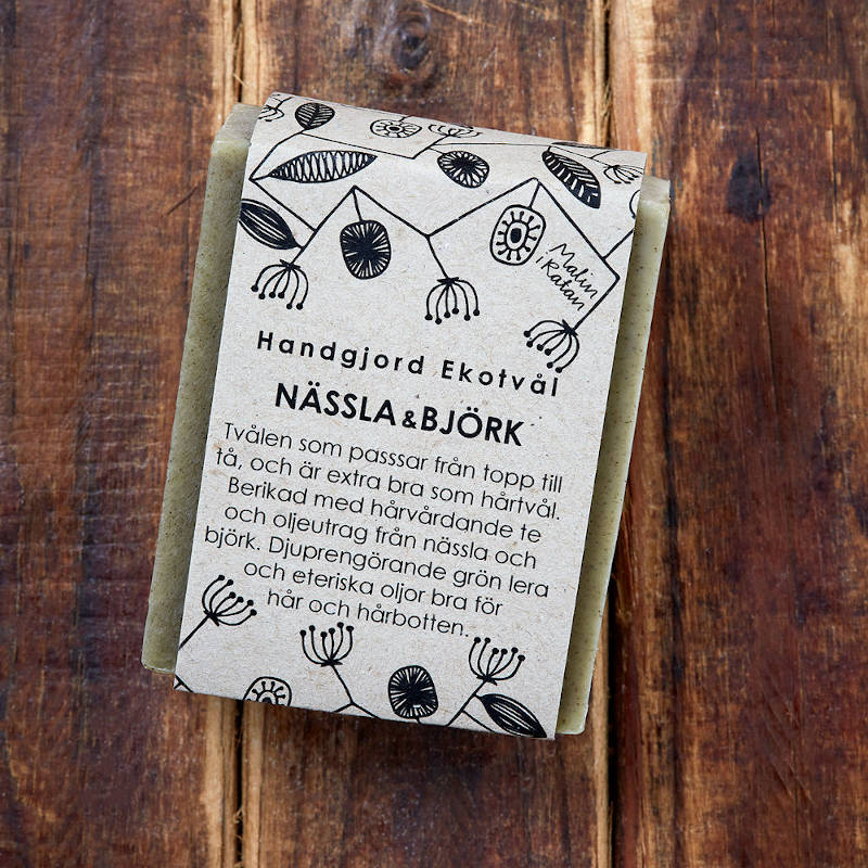 Malin i Ratan Handgemachte feste Seife Nessel & Birke, mit natürlichen Inhaltsstoffen