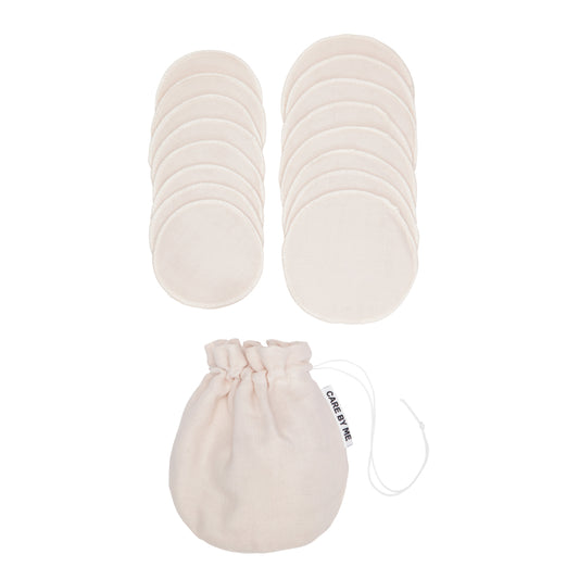 CARE BY ME Wiederverwendbare Make Up-Pads aus Bio-Baumwolle, puder, 16 Stück 