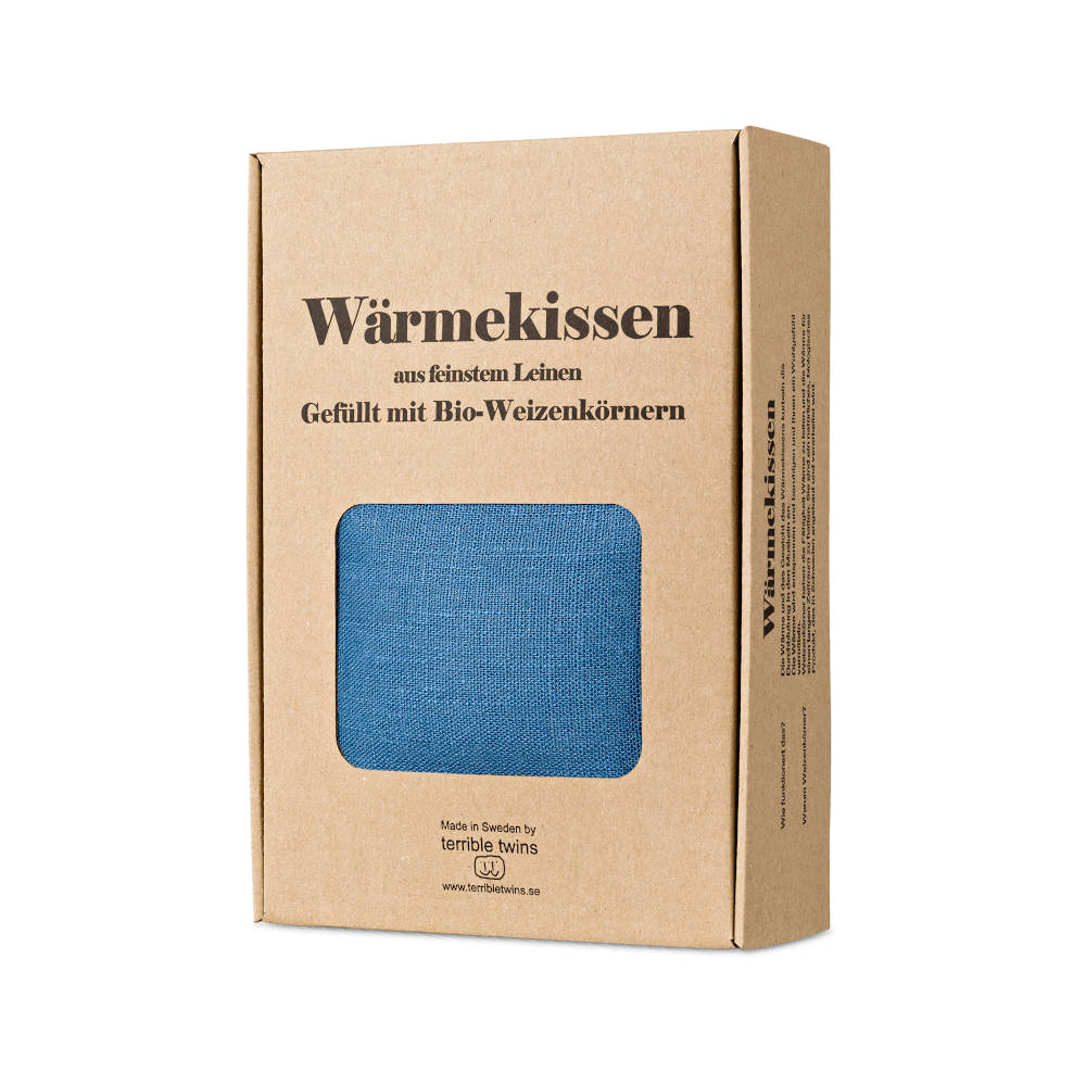 TERRIBLE TWINS Wärmekissen aus Leinen, blau, mit oder ohne Lavendel, box