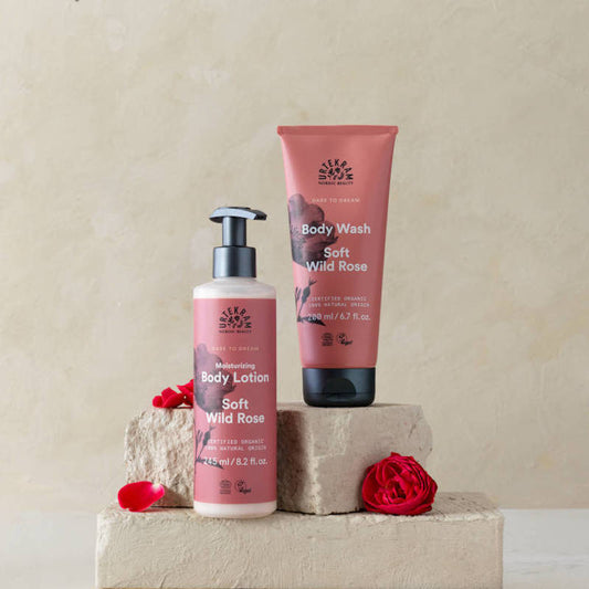 URTEKRAM Geschenkset, Soft Wild Rose, Body Wash & Body Lotion