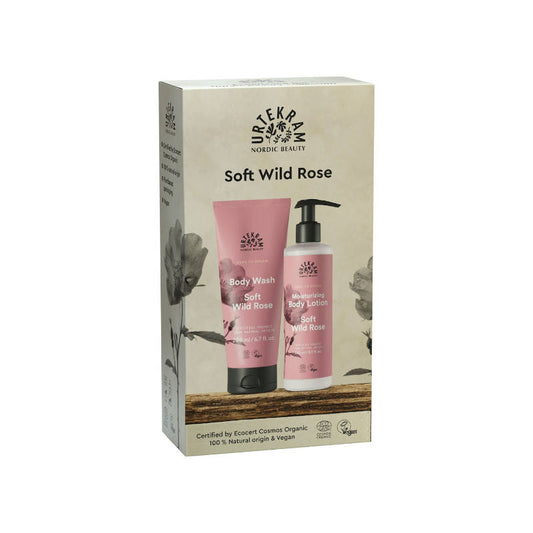 URTEKRAM Geschenkset, Soft Wild Rose, Body Wash & Body Lotion