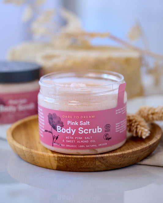 URTEKRAM Body Scrub, pink salt, open jar